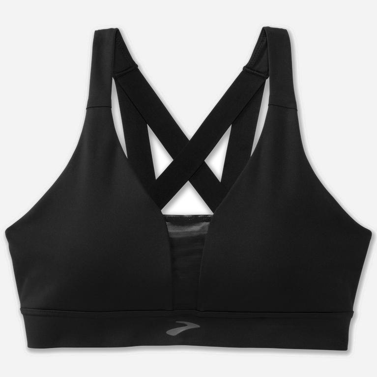 Brooks Drive Plunge Womens Running Bra - Black - Philippines (362179XLP)